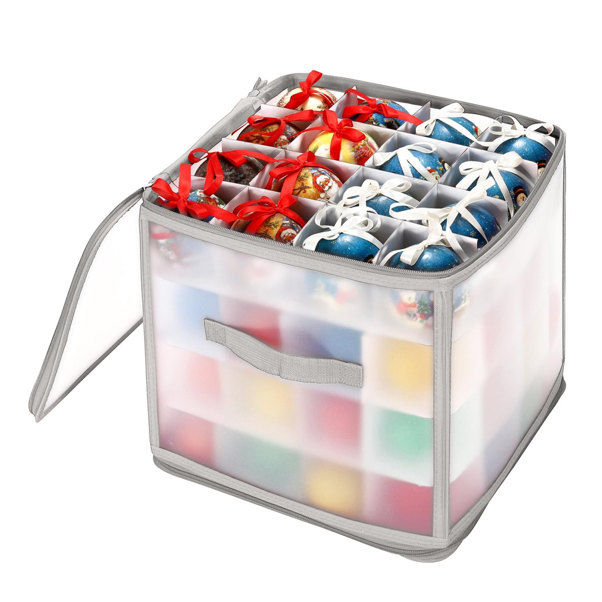 Vinsani Grey Xmas 64 Bauble Decorations Box