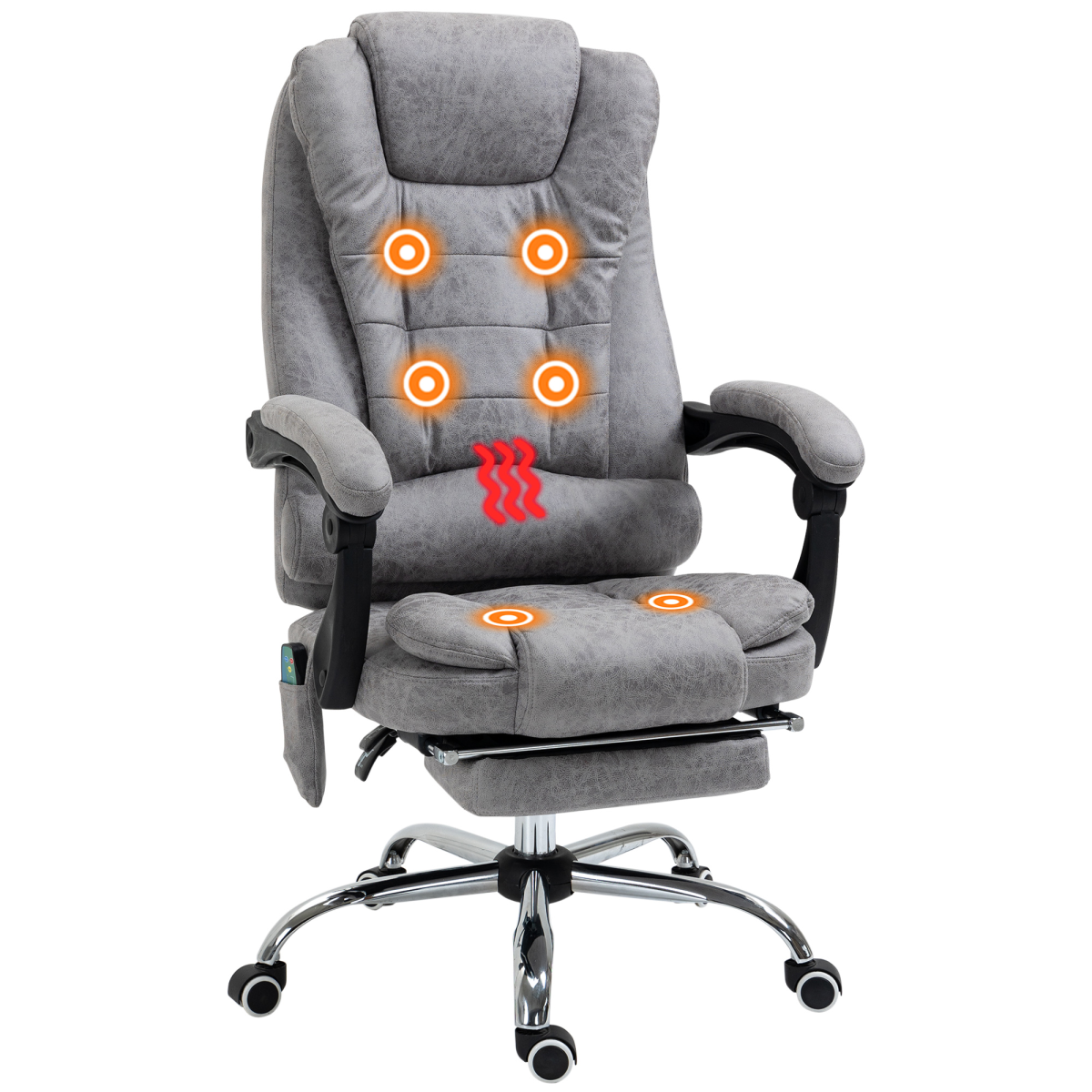 Vintage High Back Heated Massage Office Chair with 6 Vibration Points, Grey