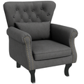 HOMCOM Vintage Armchair Wingback Accent Chair with Naihead Trim Dark Grey