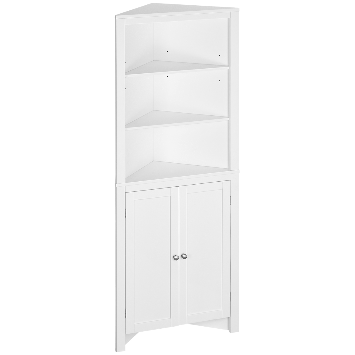 kleankin Corner Bathroom Cabinet, Double Doors and Adjustable Shelves, White