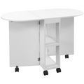 HOMCOM Folding Dining Table for Small Spaces with 2-tier Shelves White