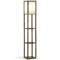 4-Tier Floor Lamp, Floor Light with Storage Shelf, Brown 3-Tier