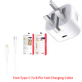 Ven-Dens 20w Fast Charger With Fast Charging Type C to 8 Pin Cable Free