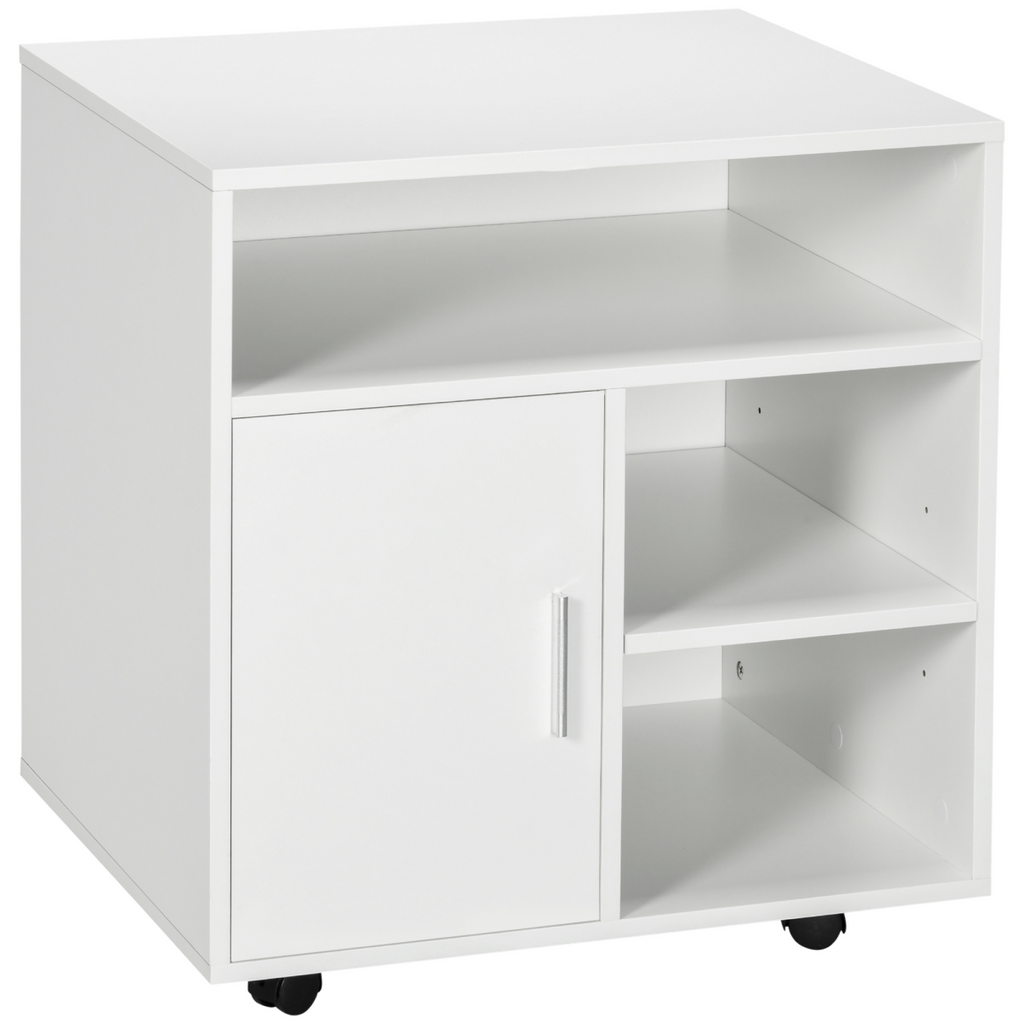 Multi-Storage Printer Unit Office Organisation with 5 Compartments White HOMCOM
