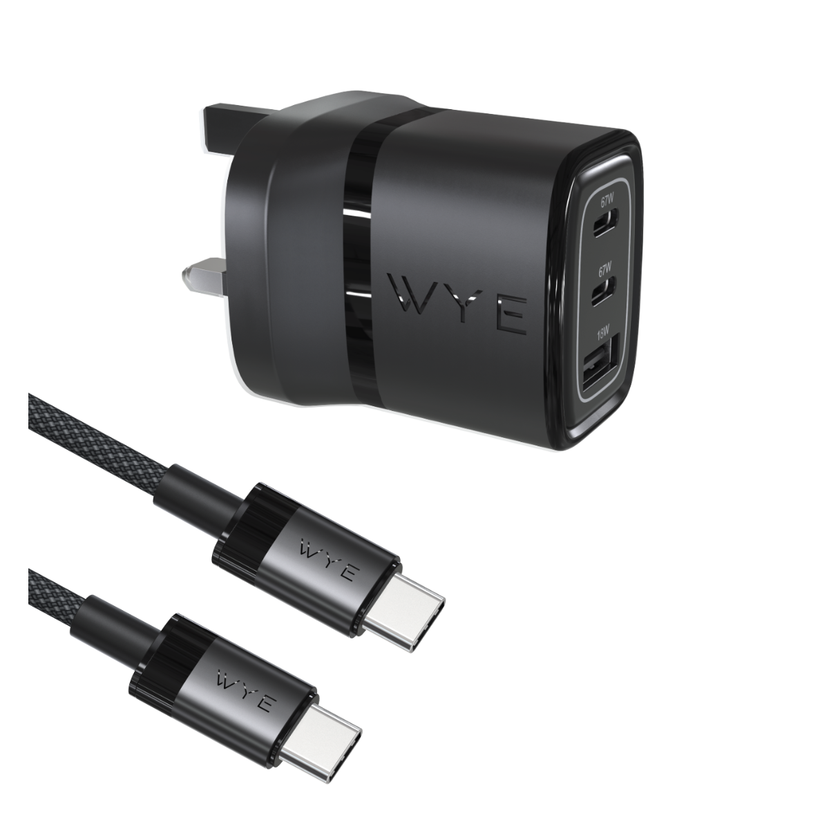 WYEFLUX 67W Multi-Port Laptop & Mobile Phone Charging Kit with USB-C to USB-C