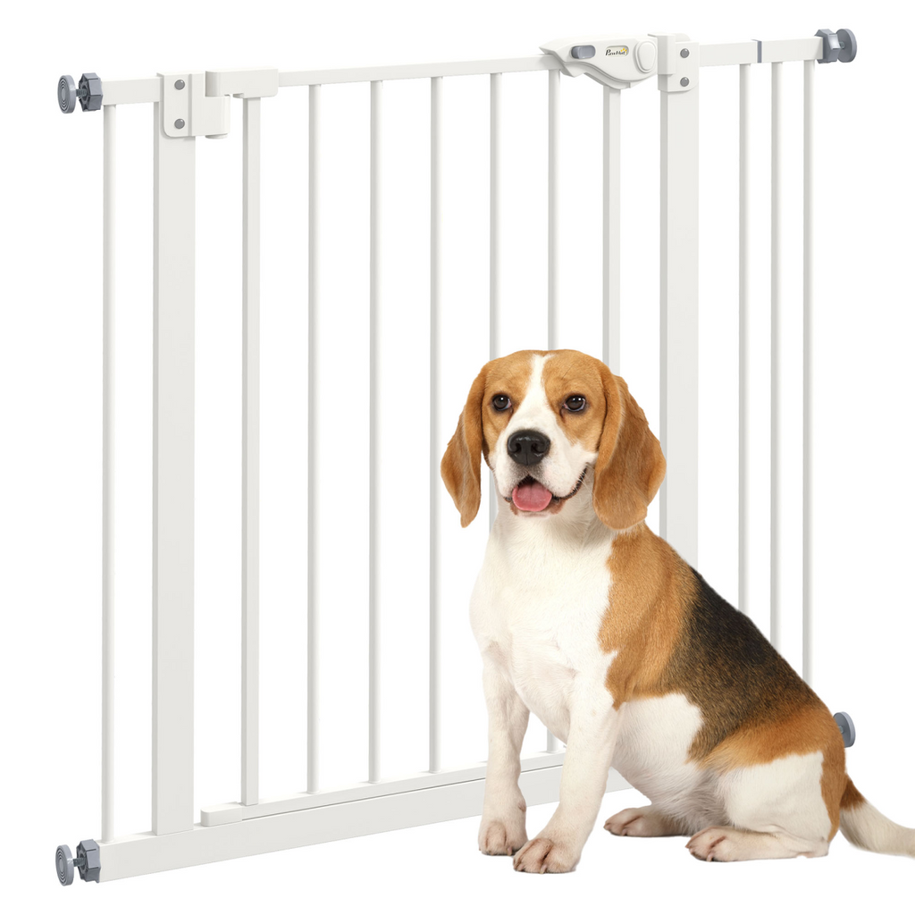 PawHut Adjustable Safety Gate with 1 Extensions and Four Adjustable Screws, White