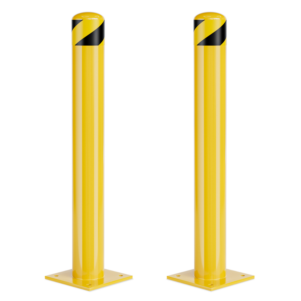 Parking Bollard Post, 36inch Bollards Steel, 4.5 Inch Diameter Bollard Covers, Yellow Powder Coated Safety Parking Barrier Post, for Traffic Sensitive Areas