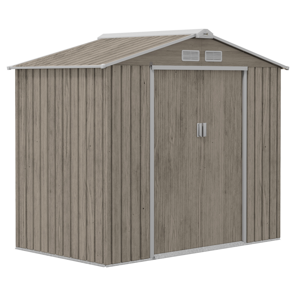 Outsunny Garden Shed Storage Unit with Locking Door Floor Foundation Vent Brown