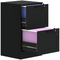 HOMCOM 2 Drawer File Cabinet with Lock and Adjustable Hanging Bars, Black