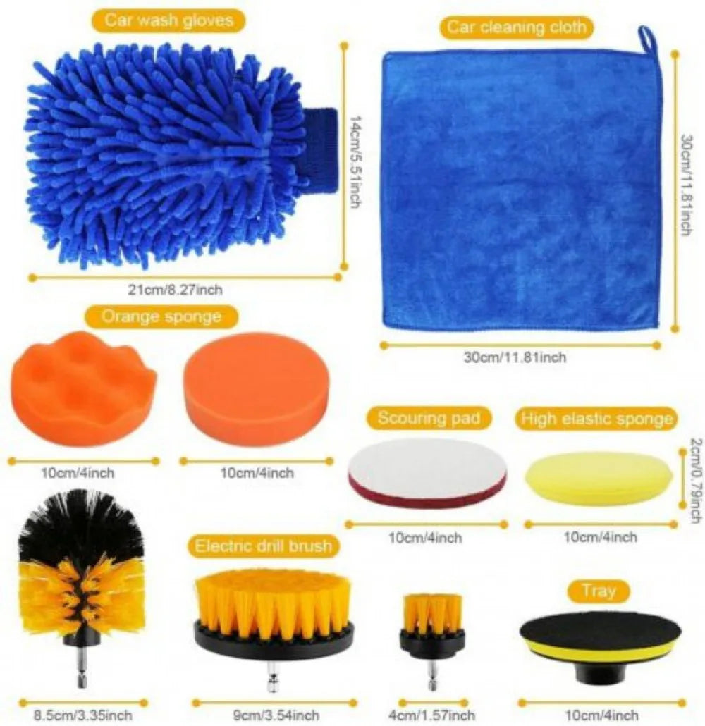 26PCS Car Cleaning Kit Auto Interior Exterior Detailing Brush Set w/Gloves Towel