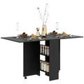 HOMCOM Rolling Drop Leaf Dining Table Folding Kitchen Table with Open Shelves