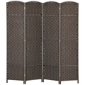 HOMCOM 4 Panel Folding Room Divider, Privacy Screen, 160 x 170cm, Brown