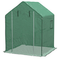Outsunny Walk-in Greenhouse Cover Replacement with Door and Mesh Windows, Green