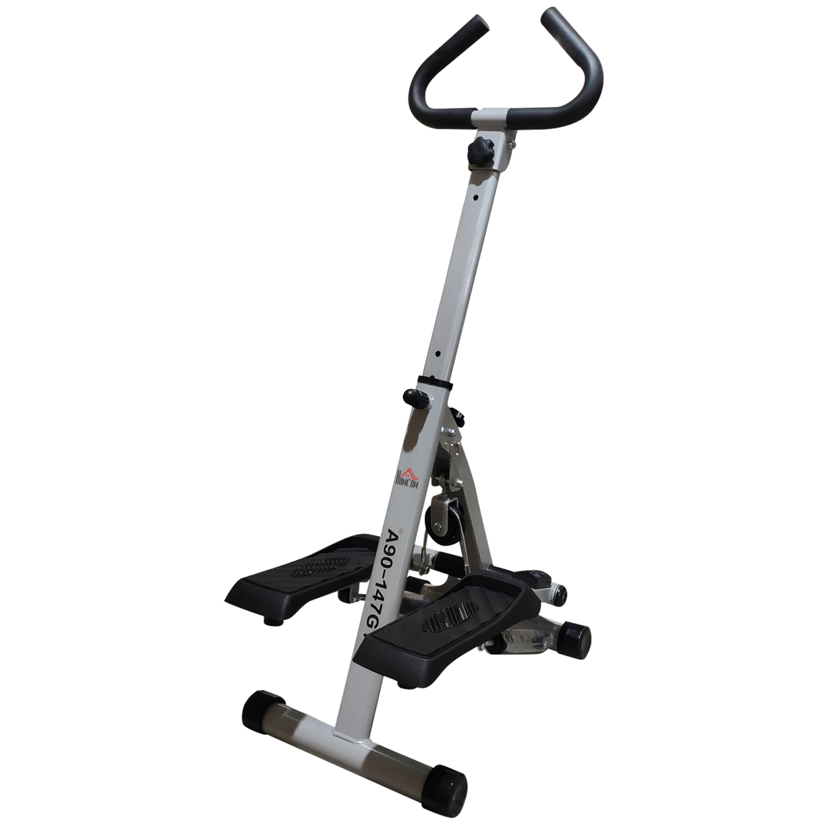 Foldable Stepper Adjustable Step Machine w/ Handlebar LCD Display, Grey HOMCOM