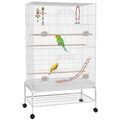 PawHut Bird Cage with Stand, Wheels, Toys, for Budgies, Finches, White