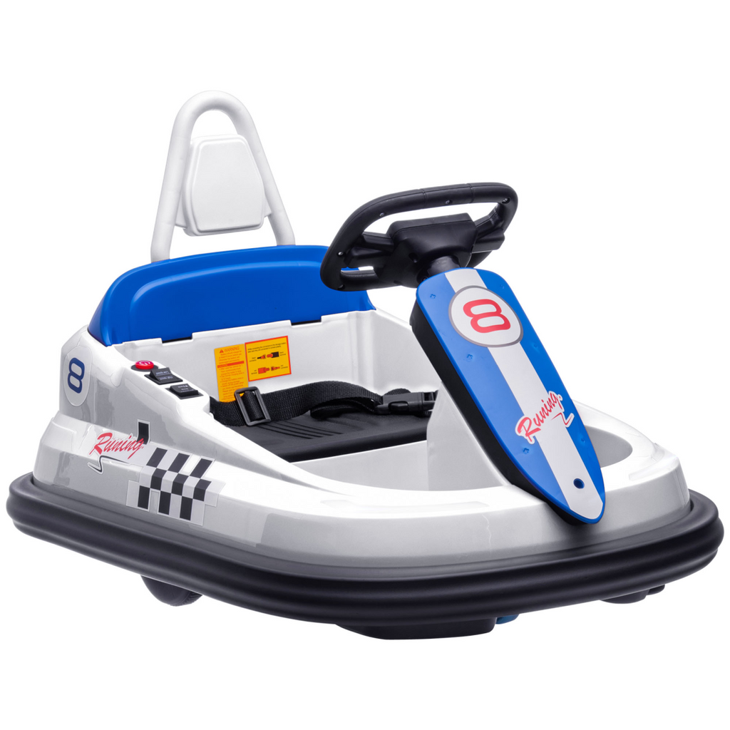 HOMCOM 6V Kids Bumper Car, 360-Degree Rotation Waltzer Car with 2 Speeds - White