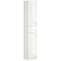kleankin High Gloss Tall Bathroom Cabinet with Adjustable Shelves White