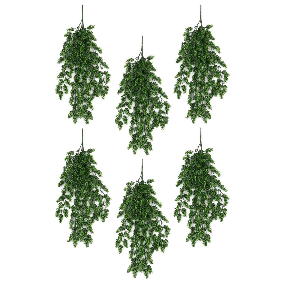 Pack of 6 x Hanging UV and Fire Resistant Artificial Clustered Fern Plant 128cm