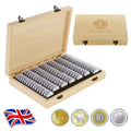 100Pcs Coins Display Storage Box Case Capsules-Wooden For Collectible Coin UK