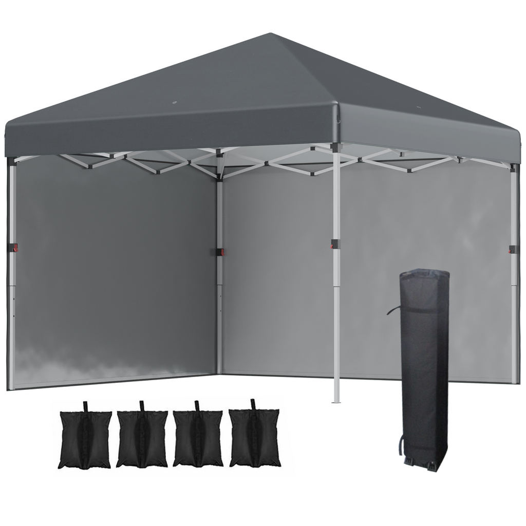 3 x 3 (M) Pop Up Gazebo Event Shelter with 2 Sidewalls, Weight Bags, Dark Grey