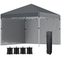 3 x 3 (M) Pop Up Gazebo Event Shelter with 2 Sidewalls, Weight Bags, Dark Grey