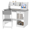 ZONEKIZ Kids Desk and Chair Set with Storage for 5-8 Years, Grey