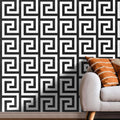 Debona Athena Greek Key Metallic Glitter Wallpaper All Colours-White Black