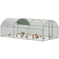 PawHut Walk-In Chicken Run Galvanised Chicken Coop with Cover 2.8 x 1.9 x 2m