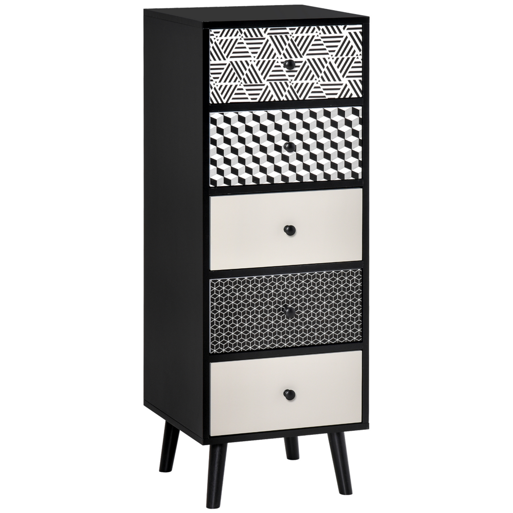 Chest of Drawers, 5 Drawer Dresser, Wooden Storage Cabinet Bedroom, Living Room