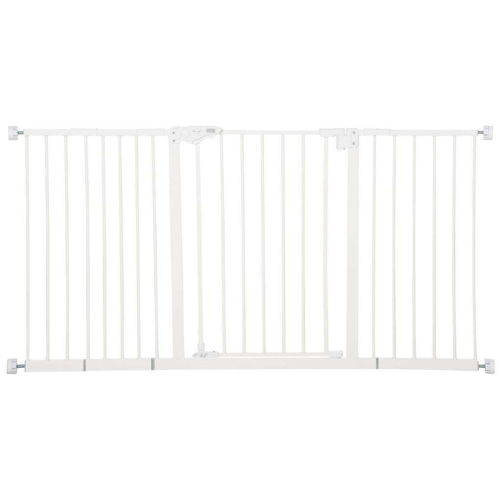 Adjustable Safety Gate 3 Extensions and Four Adjustable Screws, White PawHut