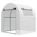 Outsunny Walk in Polytunnel Greenhouse with Roll-up Window and Door, White