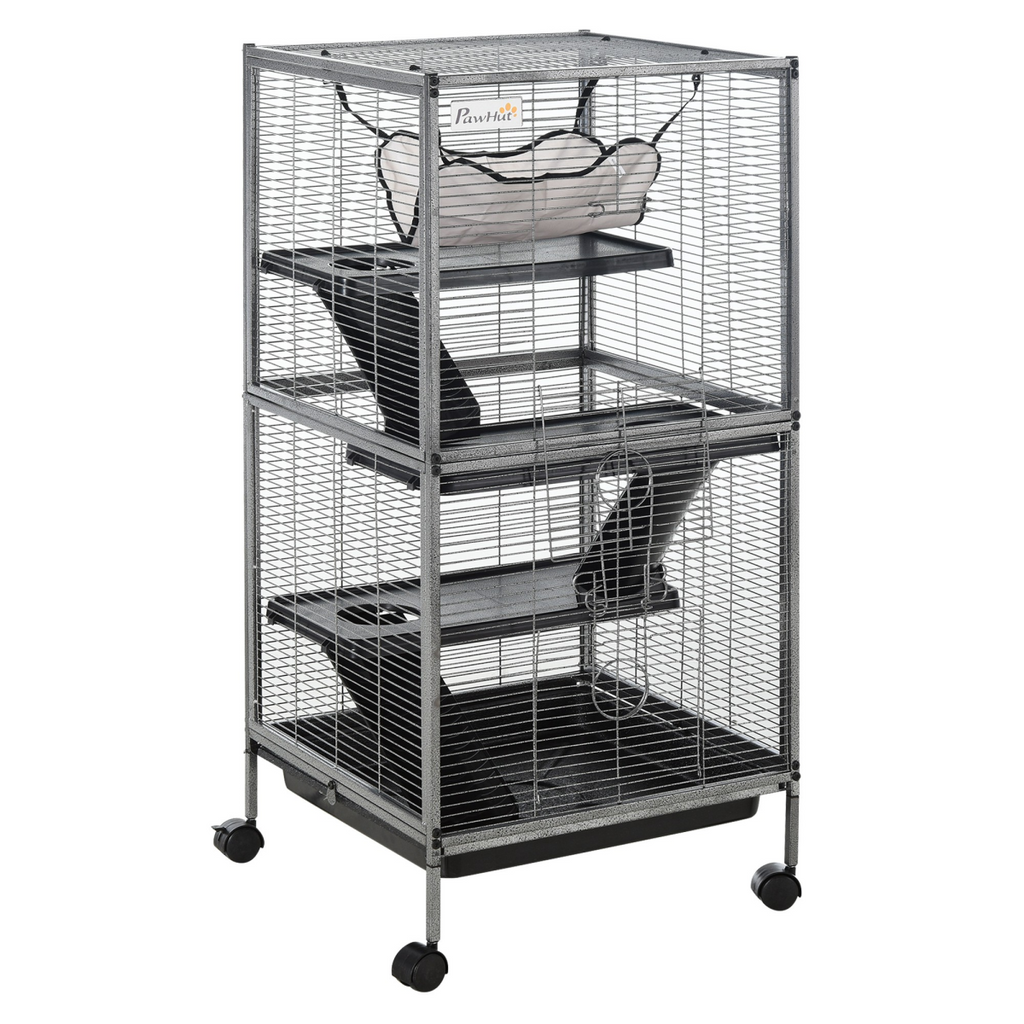 Rolling Small Animal Cage for Chinchillas Ferrets Kittens w/ Platform Ramp Tray