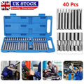 40 x Allen Key Torx Hex Star Spline Socket Bit Set Drive Car Repair Tool 1/2 3/8