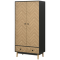Wardrobe Cabinet Wood Grain 90x50x190cm-Grey/Oak