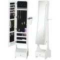 Freestanding Jewellery Storage Mirror Armoire  LED Lights Hooks Drawer