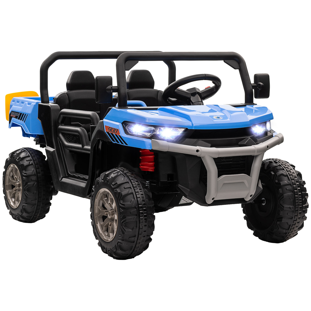 HOMCOM 12V Two-Seater Kids Electric Ride-On Car with Electric Bucket - Blue