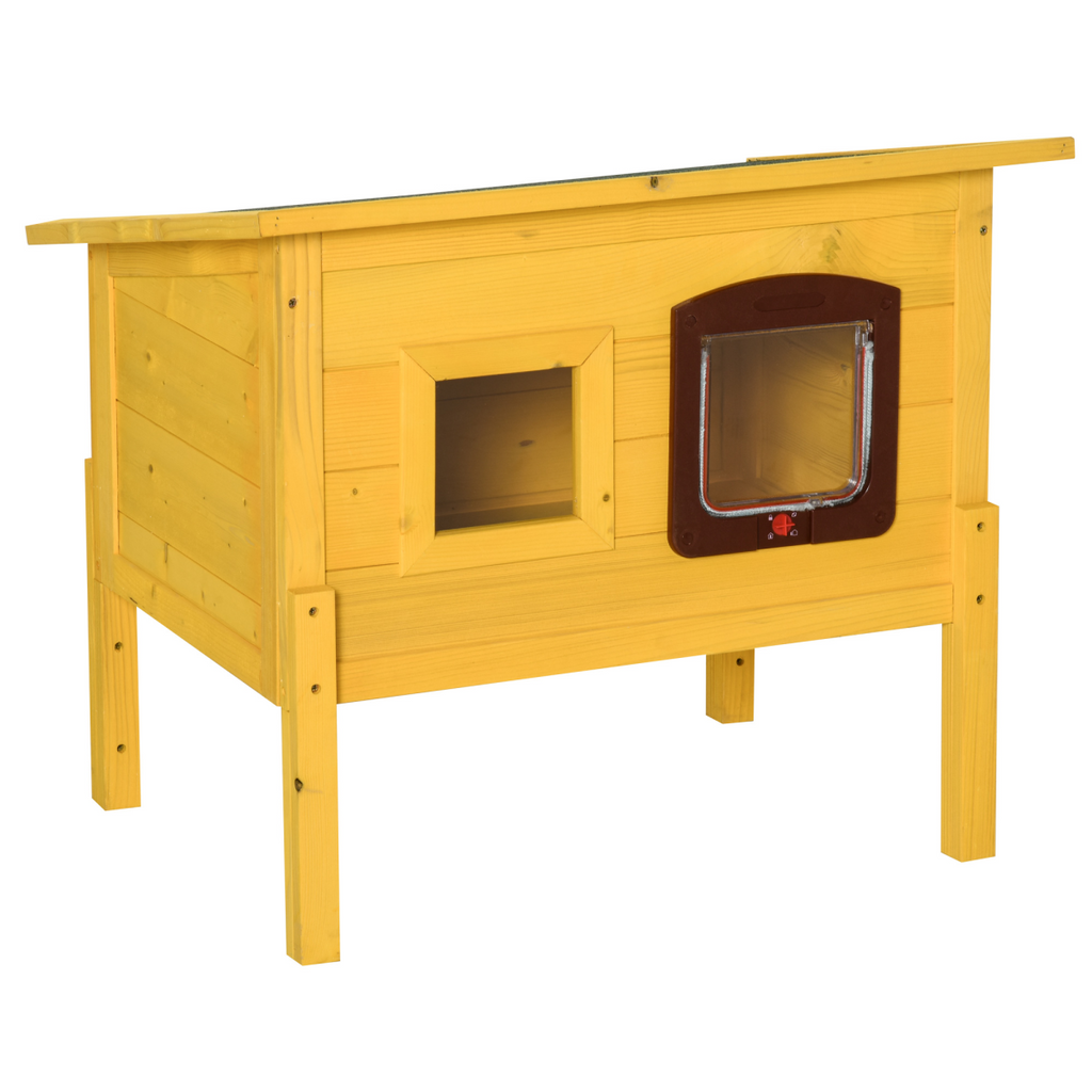 Wooden Cat House Pet Home Outdoor Waterproof Door Roof Shelter Garden PawHut