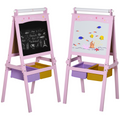Kids Wooden Art Easel with Paper Roll Double-Sided Chalkboard, board HOMCOM