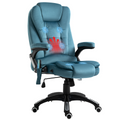 Executive Reclining Chair w/ Heating Massage Points Relaxing Headrest Blue