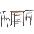 MDF 2-Seater Bar Stool and Table Set w/ Bottle Storage Shelf Wood Tone