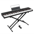 GPPD01-203 88 Key Semi-Weighted Standard Keyboards Digital Piano with Metal Stand, MIDI Bluetooth, Triple Pedals, Headphone and Other accessories for Piano beginner Black color