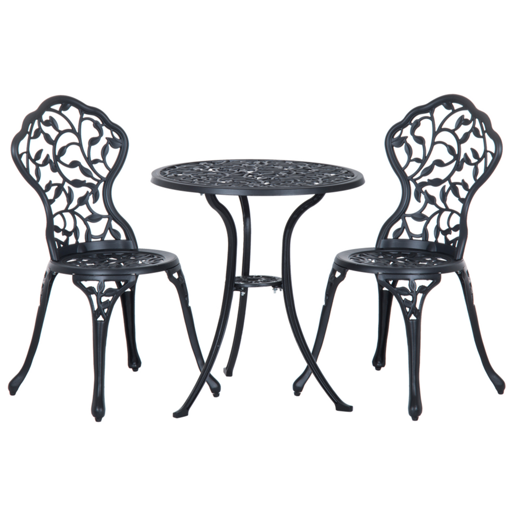 Cast Aluminium 3 Pcs Bistro Set-Black