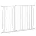 PawHut Dog Gate Wide Stair Gate w/ Door Pressure Fit, 75-115W cm, White