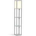 4-Tier Floor Lamp, Floor Light with Storage Shelf, Grey 3-Tier