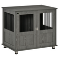 Wooden & Wire Dog Cage for Medium Dog, Stylish Pet Kennel w/ Magnetic Doors