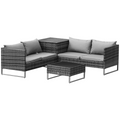 4-Piece PE Rattan Outdoor Garden Furniture Set Mixed Grey