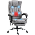 6-Point Vibrating Massage Office Chair with Microfibre Upholstery Arms Grey