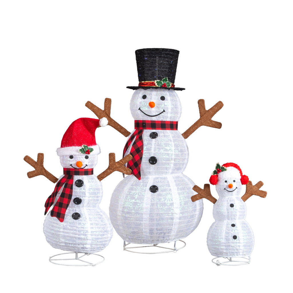 Set of 3 Lighted Snowman Family Christmas Yard Decorations
