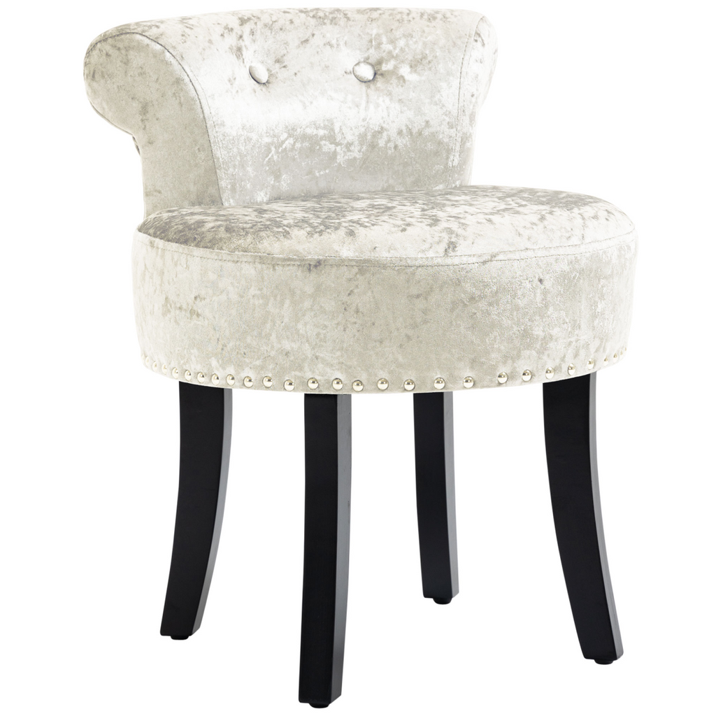 HOMCOM Dressing Table Stool Vanity Seat w/ Rubber Wood Legs Bedroom - Beige