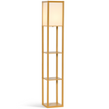 4-Tier Floor Lamp, Floor Light with Storage Shelf, Natural 3-Tier